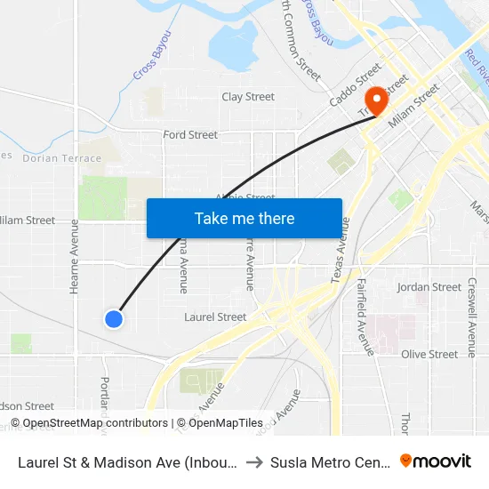 Laurel St & Madison Ave (Inbound) to Susla Metro Center map