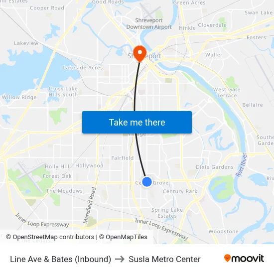 Line Ave & Bates (Inbound) to Susla Metro Center map
