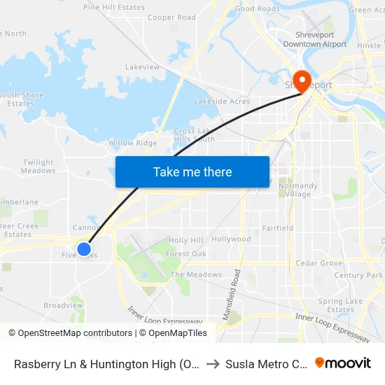 Rasberry Ln & Huntington High (Outbound) to Susla Metro Center map