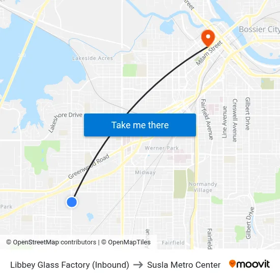 Libbey Glass Factory (Inbound) to Susla Metro Center map