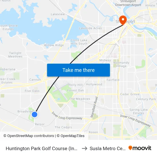 Huntington Park Golf Course (Inbound) to Susla Metro Center map