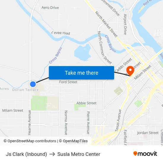 Js Clark (Inbound) to Susla Metro Center map
