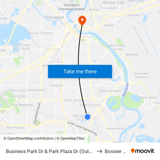 Business Park Dr & Park Plaza Dr (Outbound) to Bossier City map