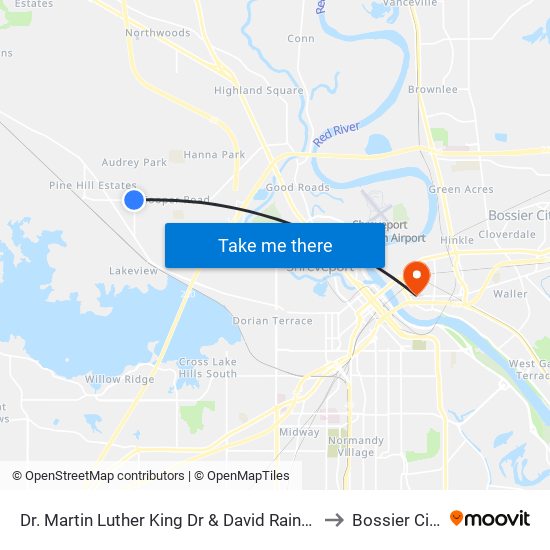 Dr. Martin Luther King Dr & David Raines to Bossier City map