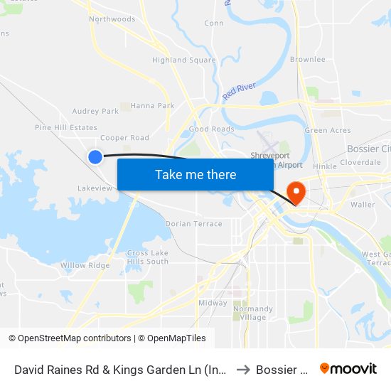 David Raines Rd & Kings Garden Ln (Inbound) to Bossier City map