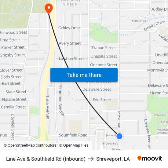 Line Ave & Southfield Rd (Inbound) to Shreveport, LA map