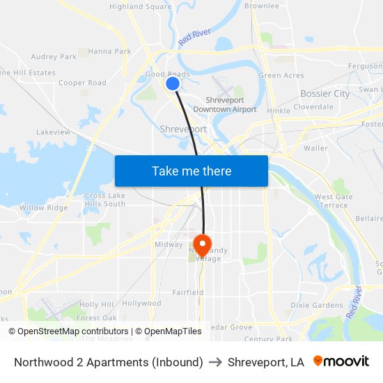 Northwood 2 Apartments (Inbound) to Shreveport, LA map