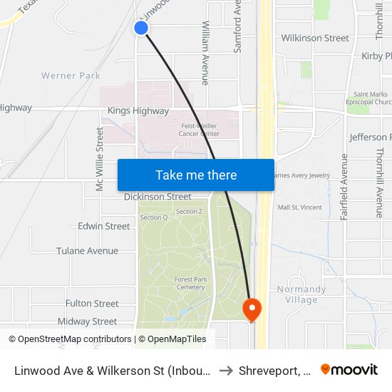 Linwood Ave & Wilkerson St (Inbound) to Shreveport, LA map