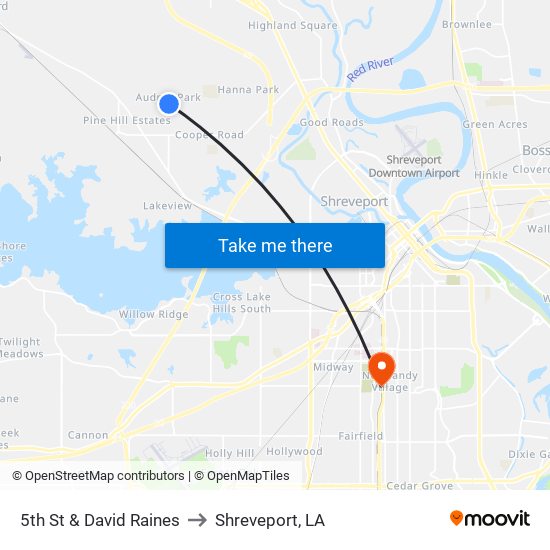 5th St & David Raines to Shreveport, LA map