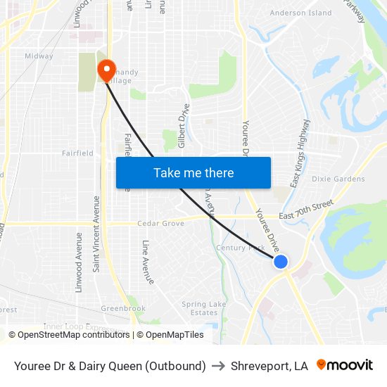 Youree Dr & Dairy Queen (Outbound) to Shreveport, LA map