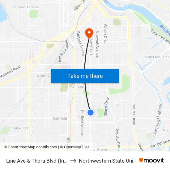 Line Ave & Thora Blvd (Inbound) to Northwestern State University map