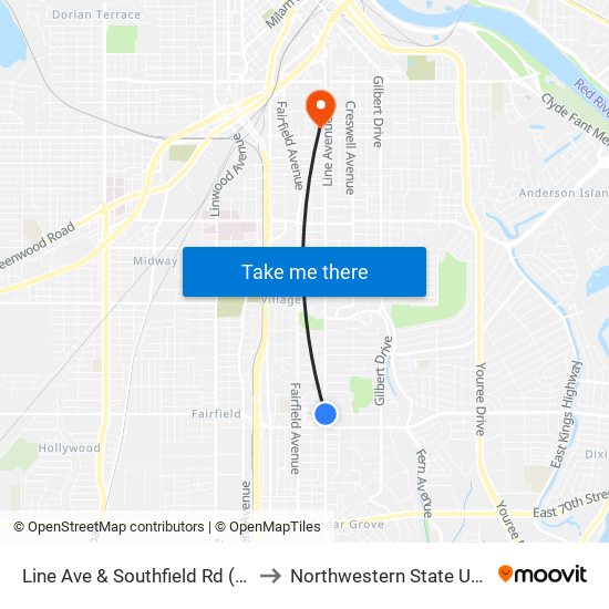 Line Ave & Southfield Rd (Inbound) to Northwestern State University map