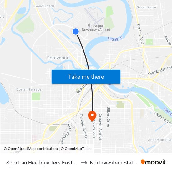 Sportran Headquarters Eastbound (Inbound) to Northwestern State University map