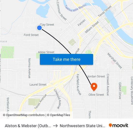 Alston & Webster (Outbound) to Northwestern State University map