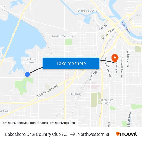 Lakeshore Dr & Country Club Apts Stop 2 (Inbound) to Northwestern State University map