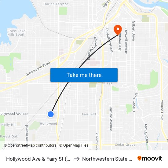 Hollywood Ave & Fairy St (Outbound) to Northwestern State University map