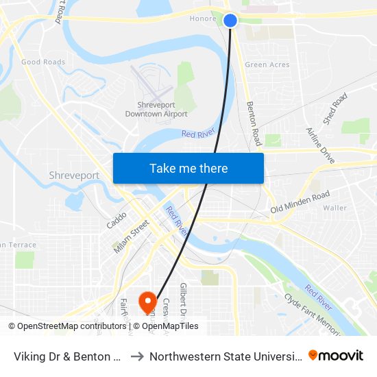 Viking Dr & Benton Rd to Northwestern State University map