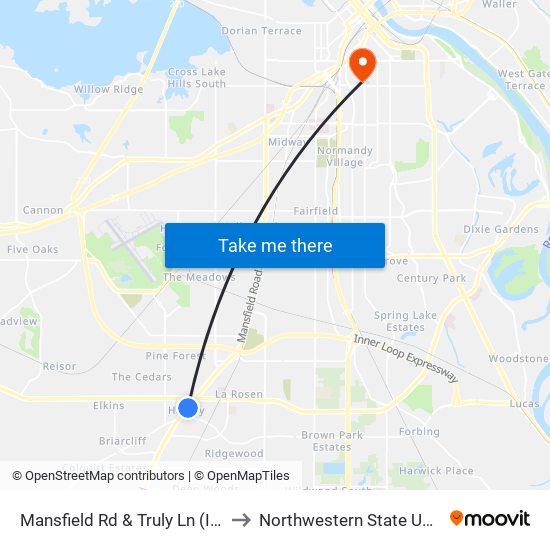 Mansfield Rd & Truly Ln (Inbound) to Northwestern State University map