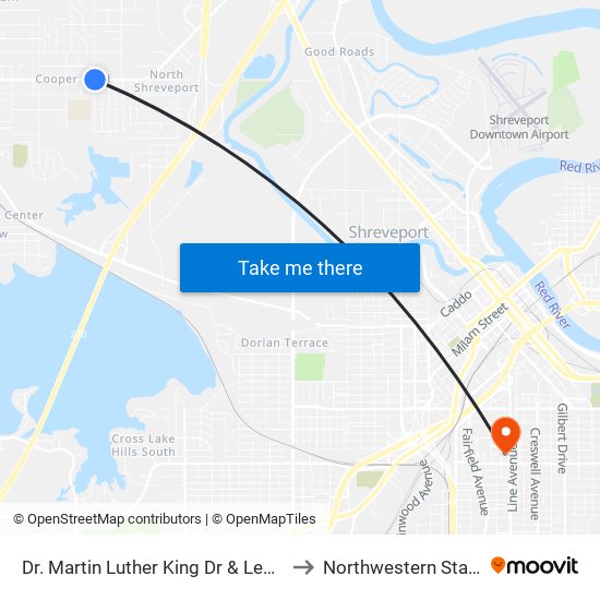 Dr. Martin Luther King Dr & Legardy St (Outbound) to Northwestern State University map