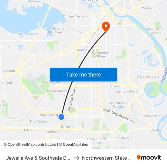 Jewella Ave & Southside Dr (Inbound) to Northwestern State University map