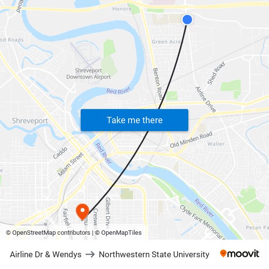 Airline Dr & Wendys to Northwestern State University map