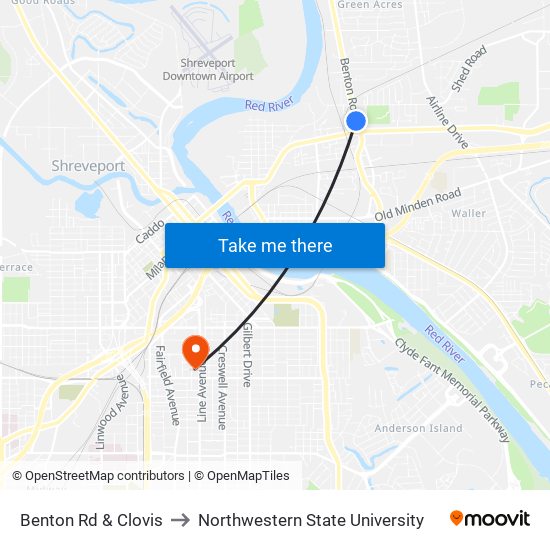 Benton Rd & Clovis to Northwestern State University map