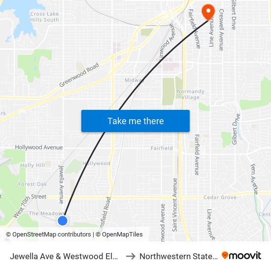 Jewella Ave & Westwood Elem (Outbound) to Northwestern State University map