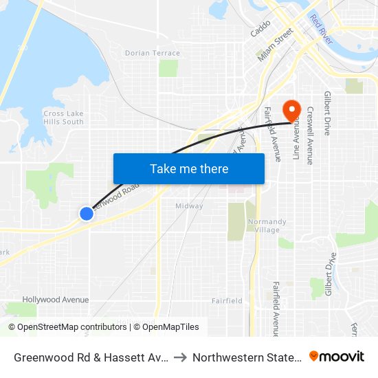 Greenwood Rd & Hassett Ave (Outbound) to Northwestern State University map
