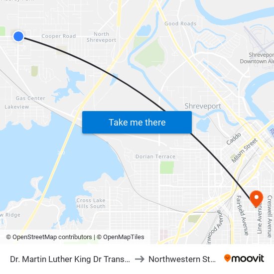 Dr. Martin Luther King Dr Transfer Stop (Outbound) to Northwestern State University map