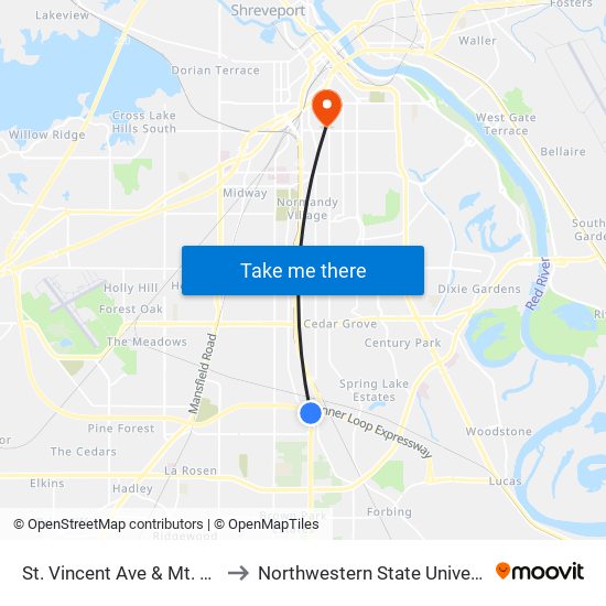 St. Vincent Ave & Mt. Zion to Northwestern State University map