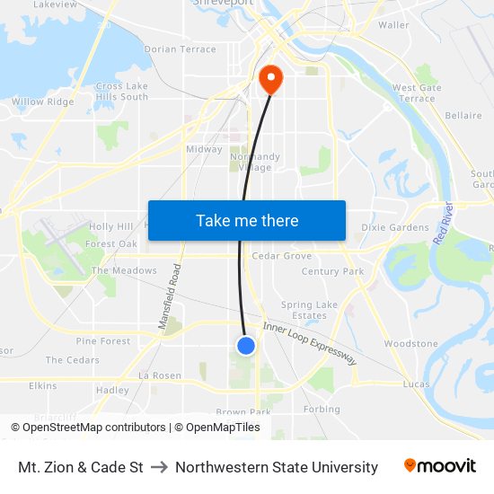 Mt. Zion & Cade St to Northwestern State University map