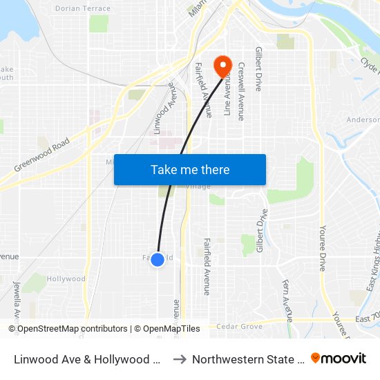 Linwood Ave & Hollywood Ave (Inbound) to Northwestern State University map