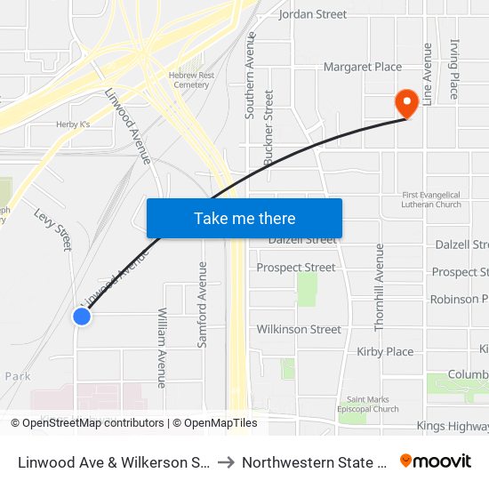 Linwood Ave & Wilkerson St (Inbound) to Northwestern State University map