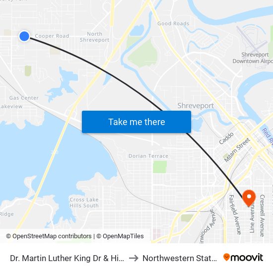 Dr. Martin Luther King Dr & Hill St (Outbound) to Northwestern State University map