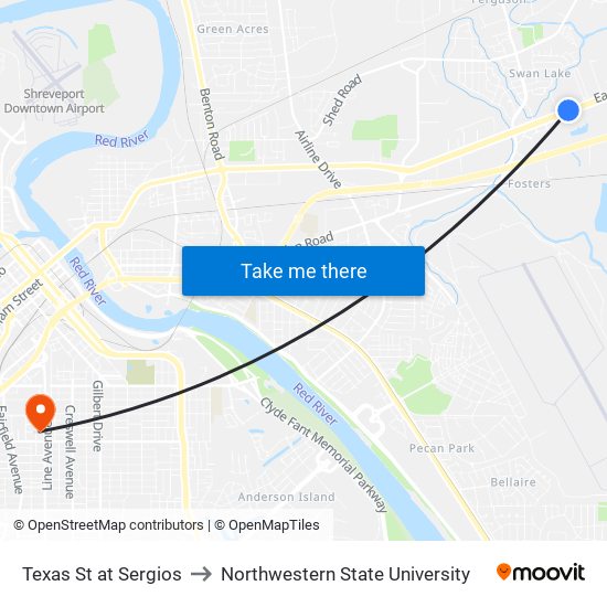 Texas St at Sergios to Northwestern State University map