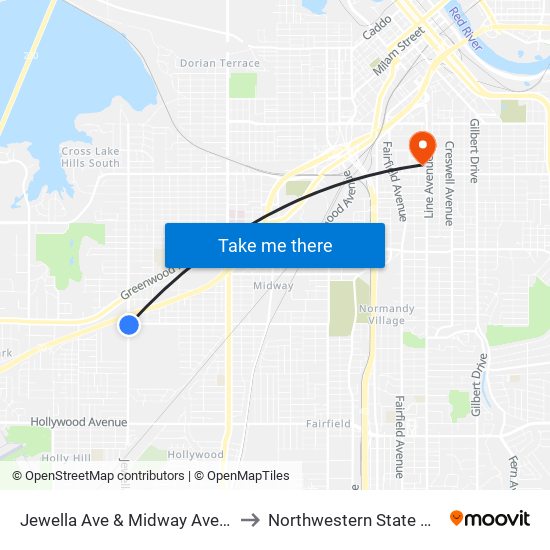 Jewella Ave & Midway Ave (Inbound) to Northwestern State University map