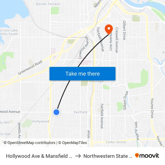 Hollywood Ave & Mansfield Rd (Inbound) to Northwestern State University map