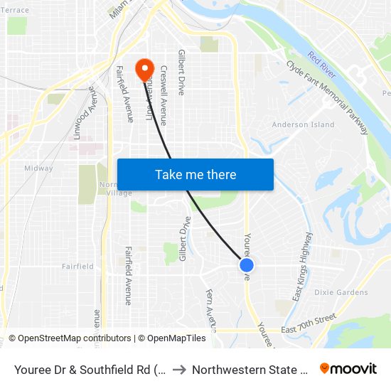 Youree Dr & Southfield Rd (Outbound) to Northwestern State University map