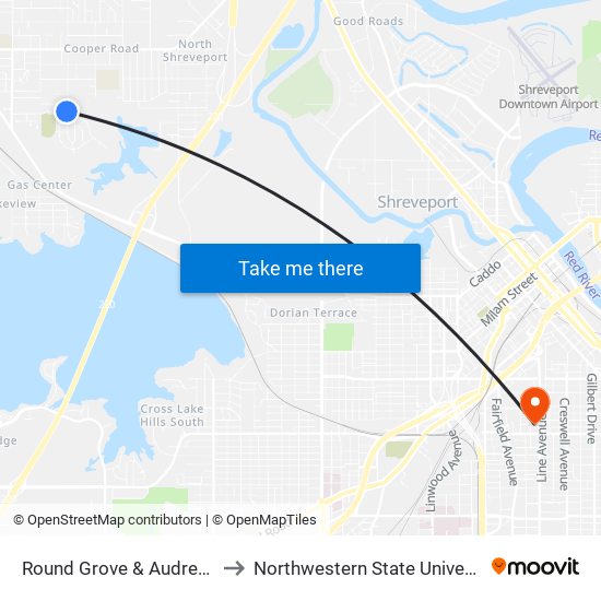 Round Grove & Audrey Ln to Northwestern State University map