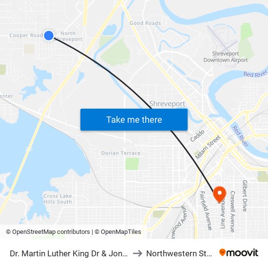 Dr. Martin Luther King Dr & Jones Mabry (Outbound) to Northwestern State University map