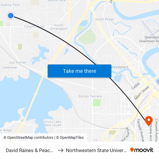 David Raines & Peach St to Northwestern State University map