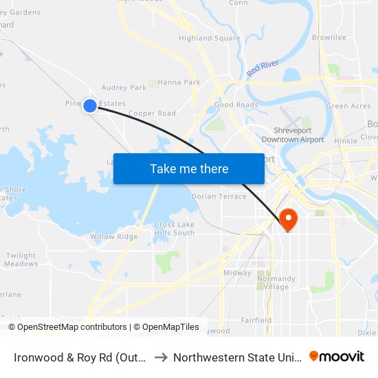 Ironwood & Roy Rd (Outbound) to Northwestern State University map