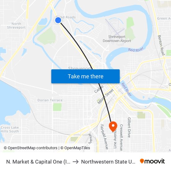 N. Market & Capital One (Inbound) to Northwestern State University map