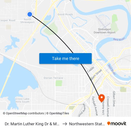 Dr. Martin Luther King Dr & Montana (Inbound) to Northwestern State University map