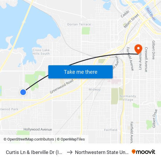 Curtis Ln & Iberville Dr (Inbound) to Northwestern State University map