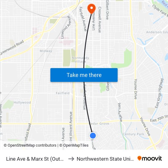 Line Ave & Marx St (Outbound) to Northwestern State University map