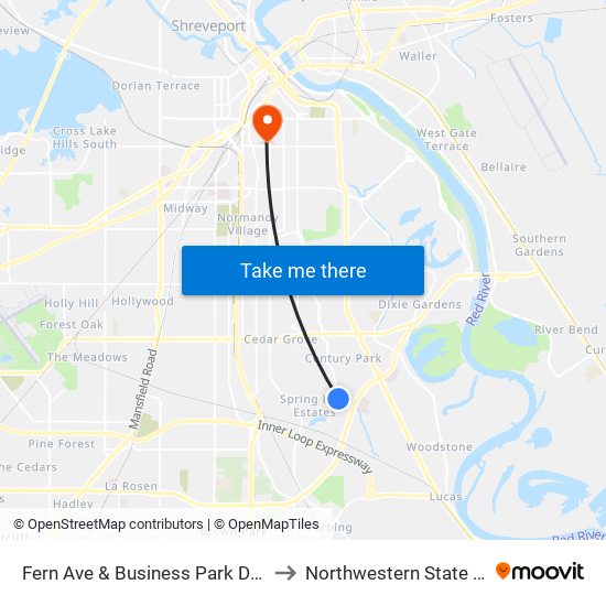 Fern Ave & Business Park Dr (Outbound) to Northwestern State University map