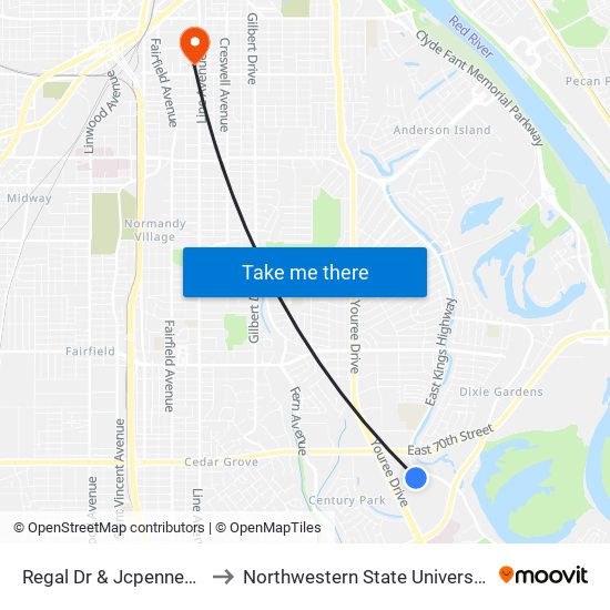 Regal Dr & Jcpenney’S to Northwestern State University map