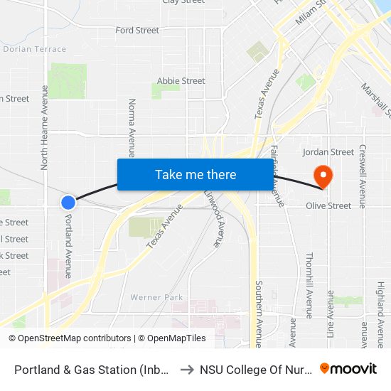 Portland & Gas Station (Inbound) to NSU College Of Nursing map