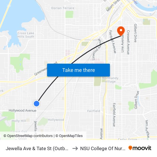 Jewella Ave & Tate St (Outbound) to NSU College Of Nursing map